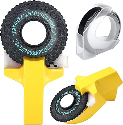 Click mini imprimante d'étiquettes 3d, machine de fabrication d'étiquettes manuelle, machine de lettrage manuel avec ruban de découpe, imprimante dymo avec ruban noir (jaune). Diaytar : Connectez-vous aux meilleures offres