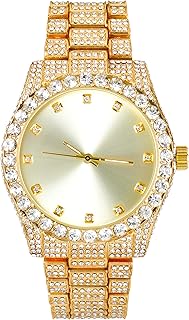 Montre techno pavé ice out pour femme avec lunette solitaire taille du boîtier