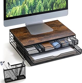 Support pour écran arcobase avec 2 tiroirs et 1 porte-stylo, support pour écran