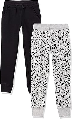 Pantalon de survêtement amazon essentials pour filles paquet de 2 noir gris clair