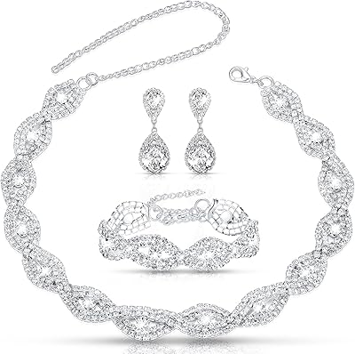 Ensemble de bijoux en cristal 3 pièces pour femme comprenant un collier