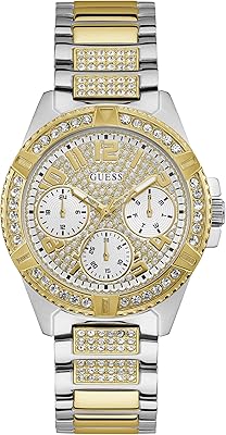 Montre à quartz guess pour femme, affichage analogique et bracelet en acier inoxydable