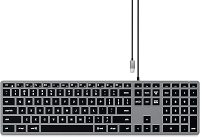 Clavier filaire fin rétroéclairé satishi w3 avec pavé numérique touches lumineuses et connectivité