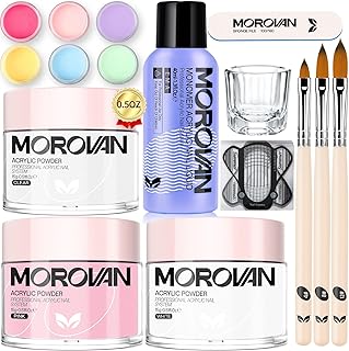 Kit d'ongles en acrylique morovan, poudre acrylique avec monomère liquide professionnel pour extensions