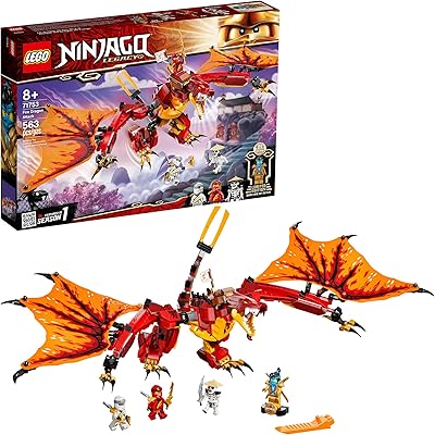 Ensemble de construction lego ninjago legacy fire dragon attack 71753, avec dragon volant