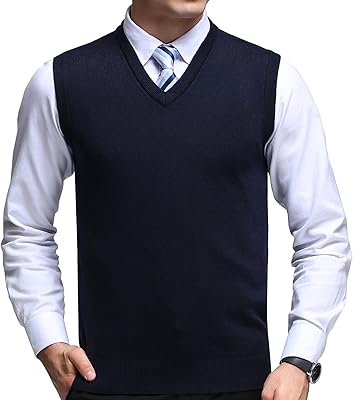 Pull sans manches à col en v pour hommes, classique, tricot, vêtements tricotés