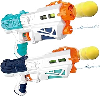 Joyin pistolet à eau 2 en 1 et pistolet à pression avec balle en mousse, pistolet à air avec 12 balles en mousse, pistolet à eau pour enfants, piscine d'été, plage, sable, activités intérieures et extérieures, jeu. Diaytar : Parce que bien acheter, c'est économiser