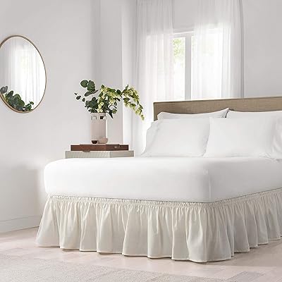 Jupe de lit circulaire élastique solide easyfit, volants anti-poussière faciles à mettre