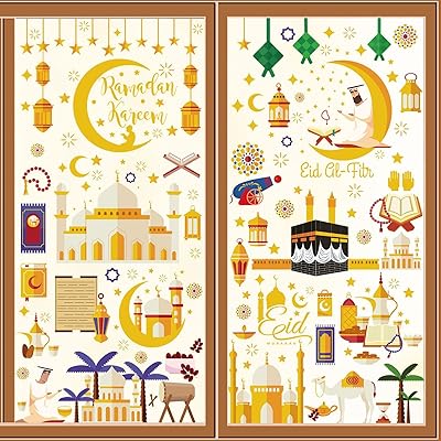 Autocollants de fenêtre ramadan mubarak, autocollants de fenêtre ramadan eid mubarak, autocollants