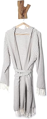 Peignoir turc unisexe en coton et bambou avec capuche et ceinture, peignoir peshtemal