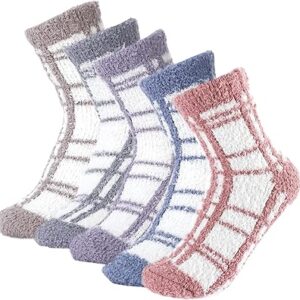 5 paires de chaussettes douces et moelleuses pour femmes et dames, chaussettes chaudes d'hiver confortables, chaussettes thermiques rayées pour un usage quotidien, la maison et le lit, bleu, taille unique. Diaytar : Parce que vous méritez le meilleur sans vous ruiner