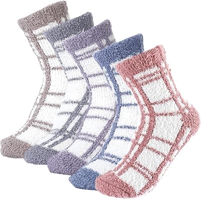 5 paires de chaussettes douces et moelleuses pour femmes et dames, chaussettes chaudes