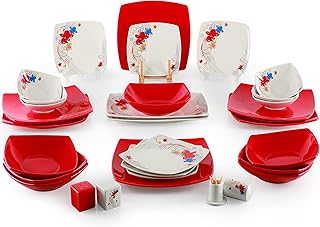 Service de table 30 pièces life smile service en porcelaine allant au micro-ondes