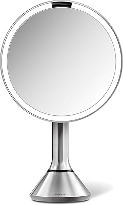 Miroir de maquillage rond simplehuman de 8 pouces avec double réglage d'éclairage, contrôle