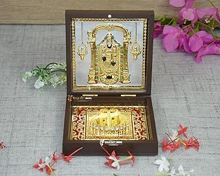 Cadeau en or aidas cadre photo tirupati balaji plaqué 24 carats avec sharan