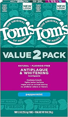 Dentifrice naturel antitartre et blanchissant sans fluorure toms of maine, menthe, 5,5 oz