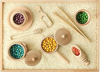 Boîte à outils sensorielle ginkgo bleu jouets waldorf pour enseigner la motricité