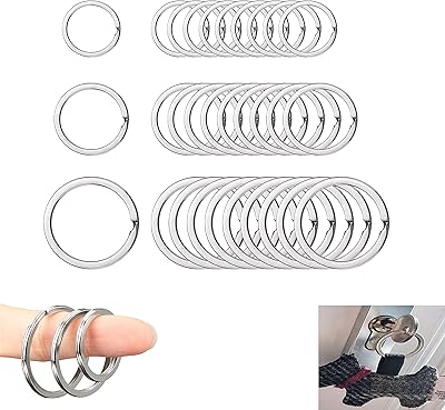 Kastwave 60 pièces porte-clés plats, porte-clés en métal argenté avec chaîne pour l'artisanat