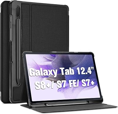 Étui pliable intelligent procase slim avec support pour galaxy tab s8 plus/s7 fe