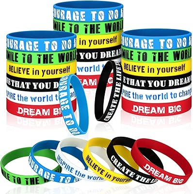 48 pièces bracelets en silicone inspirants, bracelets de motivation en caoutchouc pour hommes