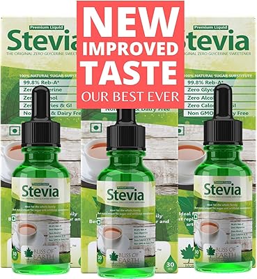 99,8% gouttes liquides original bliss of earth 3 x 30 ml (reb-a stevia), édulcorant sans sucre et sans glycérine dans une bouteille en verre. Diaytar : Où chaque achat est une victoire pour votre budget