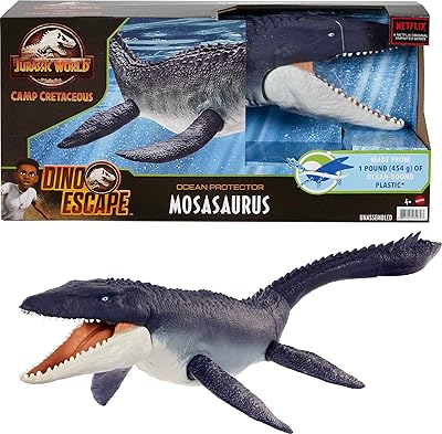 Figurine de dinosaure mosasaurus protecteur des océans jurassic world sculptée avec articulations mobiles