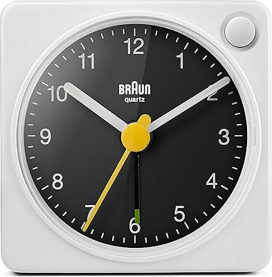 Réveil de voyage analogique classique braun avec fonction snooze et lumière, petite taille