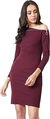 Robe moulante asymétrique asymétrique longueur genou pour femme (moss20d14-46-184)