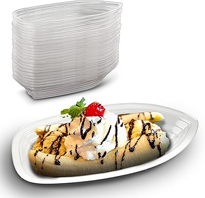 Bateau séparateur jetable en plastique transparent design banane (30 pièces) 12 oz