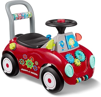 Jouet d'équitation radio pour enfants de busy buggy, fixé sur pied, rouge