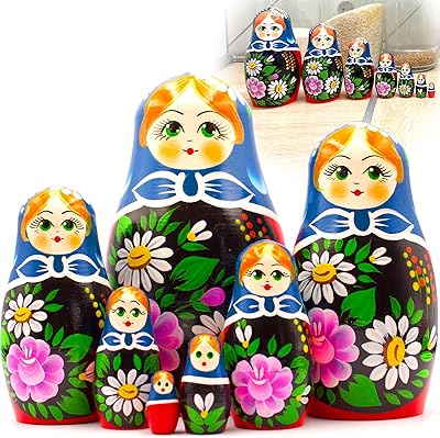 Ensemble de 7 pièces de poupées russes matriochka poupées gigognes en robe d'été