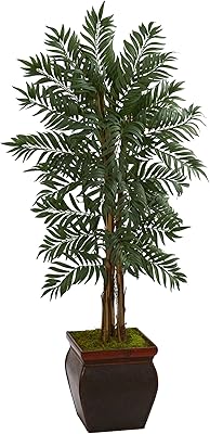 Arbre artificiel de palmier de salon presque naturel dans un pot de fleurs