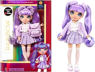 Poupée rainbow high junior violet willow de 9 pouces avec accessoires de poupée