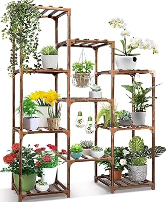 Support pour plantes d'intérieur et d'extérieur g&t grande et longue étagère en bois