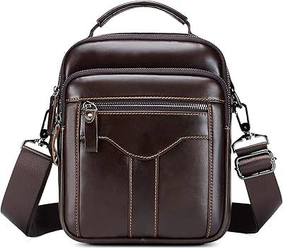 Sac à bandoulière en cuir véritable pour hommes, sac messager, sac à main