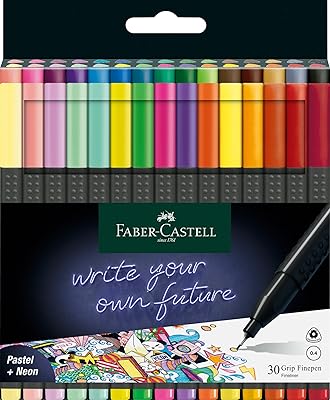 Faber-castell grip fine pen 151630 liner à pointe fibre 0,4 mm, paquet