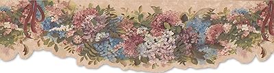 Papier peint floral bleu rose 6,5" x 15" kbe12562b