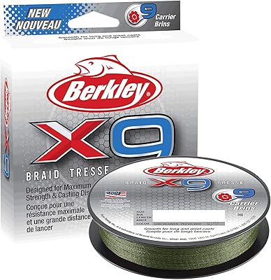 Berkley jordan lee x9 braid superline, vert flamme, résistance à la rupture