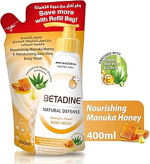 Nettoyant pour le corps au miel de manuka betadine natural defense avec sachet