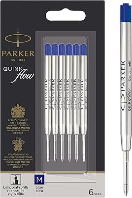 Recharges pour stylo à bille parker quinq flow, pointe moyenne, noir, paquet