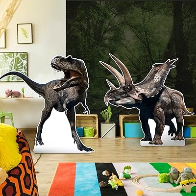2 pièces de dinosaures triceratops en carton t-rex grandeur nature accessoires photo