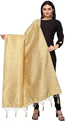 Écharpe dupatta traditionnelle indienne en soie avec motif zari pour femme
