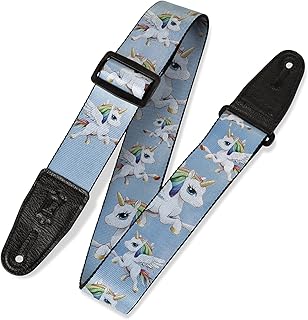 Sangle de guitare imprimée par sublimation de 2" avec extrémités en cuir véritable.