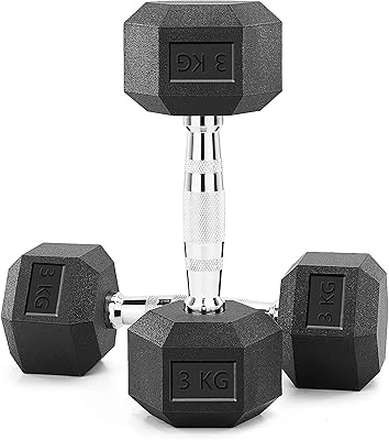 Ensemble d'haltères hexagonaux skyland new, 3 kg x 2, noir, em-9260-3