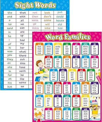 Affiches de mots visuels affiches de familles 17 x 22 pouces éducatives