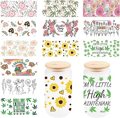 Absitio dtf uv cup wrap 12 pièces à imprimé floral