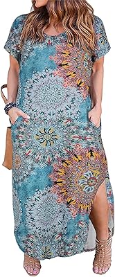 Robe longue décontractée à manches courtes et fendue nemidor pour femmes