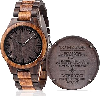 Montre en bois gravée vaudier pour homme, petit ami, mari lui-même, idée cadeau