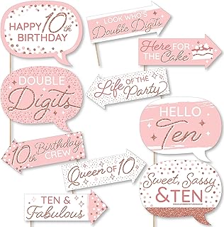 Big dot of happiness funny 10th birthday rose or - kit d'accessoires