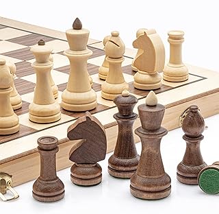 Jeu d'échecs pliant en bois sans croix lingel de 15", king size